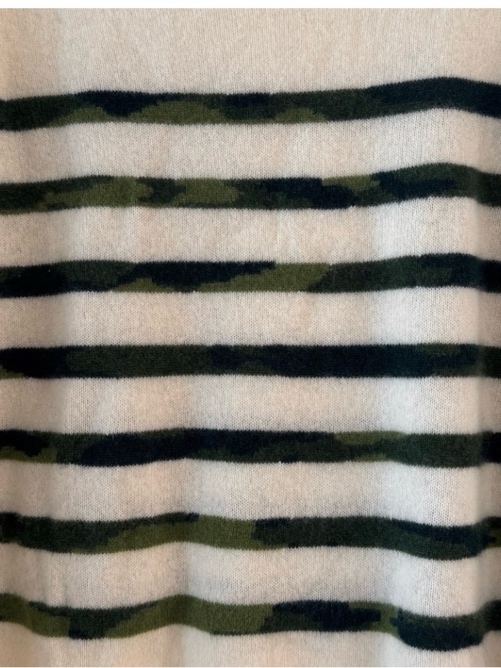 Vineyard Vines Cashmere Cream Sweater with Green Camo Stripes - Picture 7 of 16